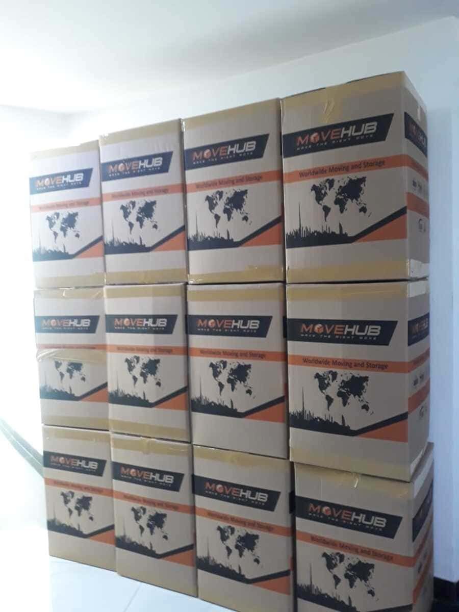 Packed cardboard boxes ready for storage